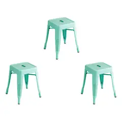 MOBLIHOUSE - Set X3 Taburete Apilable De Metal Para Mesa De Comedor