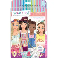 MAKE IT REAL - Juego creativo Diseña y Colorea con Stickers Plantillas niñas