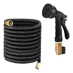 GENERICO - Manguera Expandible Acople Metalico 25 Metros Negra