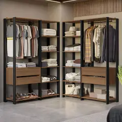 MADESA - Clóset Modulado Abierto Valencia 4 Cajones 14 Niveles 180 cm x 258 cm x 45 cm Marrón/Negro 04