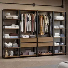 MADESA - Clóset Modulado Abierto Valencia 4 Cajones 14 Niveles 180 cm x 258 cm x 45 cm Marrón/Negro 01