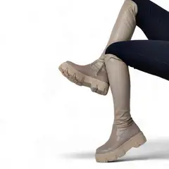 CALZADO CON ALTURA MONSERRATE - Botas en CUERO para Mujer MoreLiber by Monserrate Ref Nirvana Beige