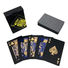 GENERICO - Baraja De Cartas Poker Amarillo Black Cartas Plástico Negro Naipes Premium