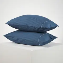 DISTRIHOGAR - Set x 2 Fundas 300 hilos Algodón Azul 50 x 70 cm