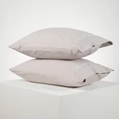 DISTRIHOGAR - Set x 2 Fundas 300 hilos Algodón Taupé 50 x 70 cm