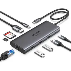 UGREEN - Hub USB C a 2 USB 30 1 USB 20 2 HDMI RJ45 1000M SD TF PD 4K 60Hz