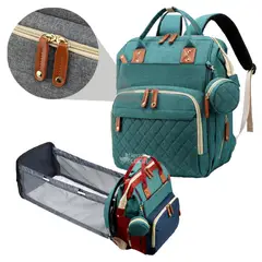 INSULAR - Pañalera cambiador cuna plegable bolso para bebe verde