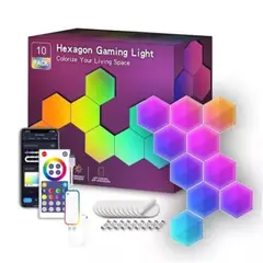GENERICO - Panel Hexagonal Wifi 10 Und Led RGB Pared Set Gamer Alexa