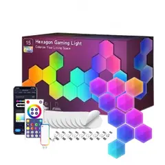 GENERICO - Panel Hexagonal Wifi 15 Und Led RGB Pared Set Gamer Alexa