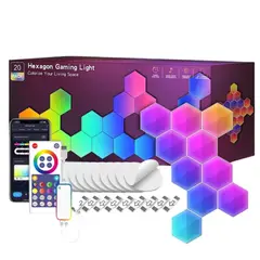 GENERICO - Panel Hexagonal Wifi 20 Und Led RGB Pared Set Gamer Alexa