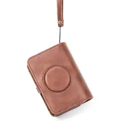 GENERICO - Estuche Para Instax Mini Evo De Cuero con Correa Cafe claro