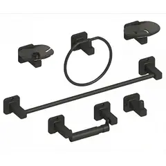 AQUABLUE - Juego De Accesorios Baño X 6 Piezas abs, Moderno ,Negro Mate