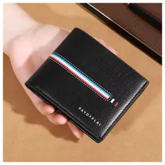 GENERICO - Elegante Billetera Tarjetero Para Hombre Ranuras - Negro_.