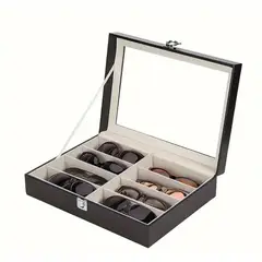 GENERICO - Estuche para organizar 8 gafas en cuero sintetico