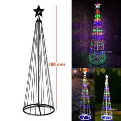 ZOCOCIO - Árbol Cónico De Luces Navideño Armable Tiras Led 180cm Multicolor