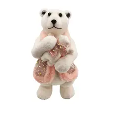 BURICA - OSO 18X23X38CM CON OSO BEBE ROSADO