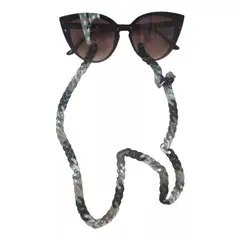 VIA7 - Cadena para gafas blanco con negro gruesa de pasta unisex