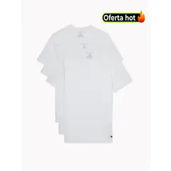 TOMMY HILFIGER - Pack blanco de 3 camisetas de cuello redondo con logo