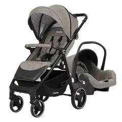 CARESTINO - Coche Kiev Gris con Porta Bebé