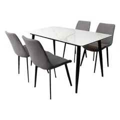 DORMILANDIA - Comedor Berlín 4 puestos color gris piedra sinterizada