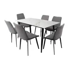 DORMILANDIA - Comedor Berlín 6 puestos color gris piedra sinterizada
