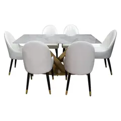 DORMILANDIA - Comedor Ginebra de 6 puestos piedra sinterizada