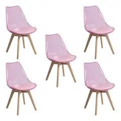 MOBLIHOUSE - Set X5 Sillas Eames Nórdico Madera Polipropileno