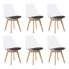 MOBLIHOUSE - Set X6 Sillas Eames Nórdico Madera Polipropileno