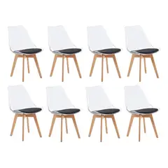 MOBLIHOUSE - Set X8 Sillas Eames Transparente Extra Firme