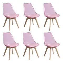 MOBLIHOUSE - Set X6 Sillas Eames Nórdico Madera Polipropileno