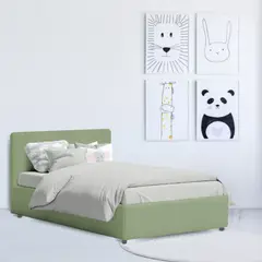 EKONOMODO COLOMBIA - Colchon Doble + Base cama Baul + Espaldar infantil Verde 140x190