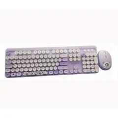 WEIBO - Combo Teclado Y Mouse Inalambrico 24ghz Wb216 Redondo Morado