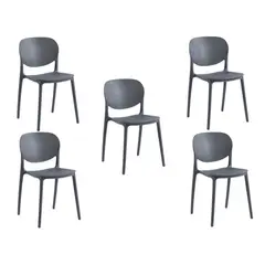 MOBLIHOUSE - Set X5 Silla Comedor Monza Para Exterior Apilable Resistente