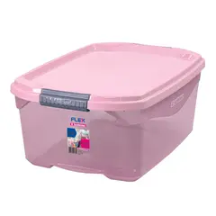 SANREMO - Caja Organizadora De Plastico 20L Rosada Traslúcido