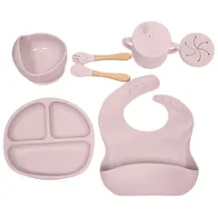 XALTA - Set Vajilla En Silicona para bebé Plato Babero Vaso -Paloros
