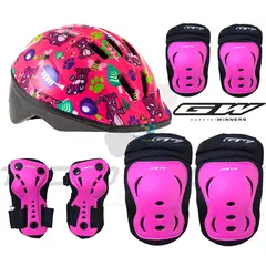 GW - Casco + Protectores Niña Bicicleta Monopatin Patinaje