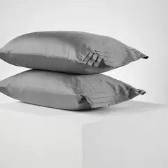 DISTRIHOGAR - Set x 2 Fundas Cairo 400 hilos Gris Oscuro 50 x 90 cm