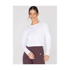 BSOUL - Camiseta Mujer COTTON LS CROP TOP WHITE