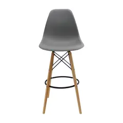 ZER - SILLA BAR EAMES GRIS PATAS DE MADERA POLIPROPILENO