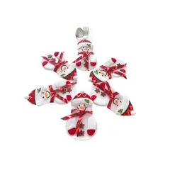 ARTESANAL - PORTACUBIERTOS NAVIDEÑOS DE MUÑECO DE NIEVE POR 6 UNIDADES
