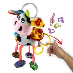 MIFANQI - Sonajero texturas colores musical de cuerda para bebe vaca