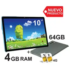KRONO - Tablet 10 Pulgadas 4GB RAM Doble SIM Android 14 64GB Azul