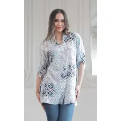 L Y H - Blusón Para Mujer Azul Marca L&H