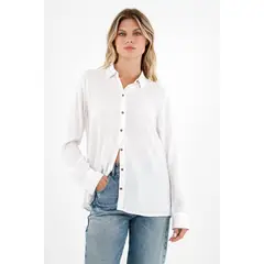 TENNIS - Camisa manga larga blanca para mujer