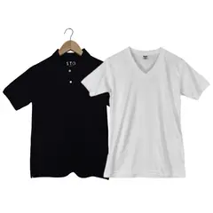 SIABATTO - Camiseta Polo + Camiseta Básica Blanca