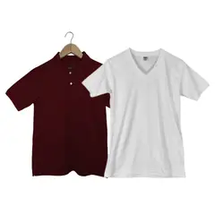 SIABATTO - Camiseta Polo + Camiseta Básica Blanca