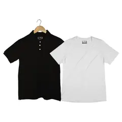 SIABATTO - Camiseta Polo + Camiseta Básica Blanca Mujer