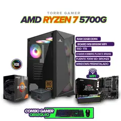 AMD - PC Gamer Ryzen 7 5700G / RAM 32GB / SSD 1TB / Board B550 / 700W 80+ BRONZE