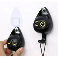 UNIVERSAL - Gancho Porta Llaves Porta Bolsos Colgadero gato Ojos Moviles Negro
