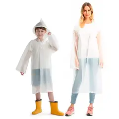 GENERICO - Kit X2 Capa Lluvia Adulto Y Niño Impermeable Eva Botones BLANCO